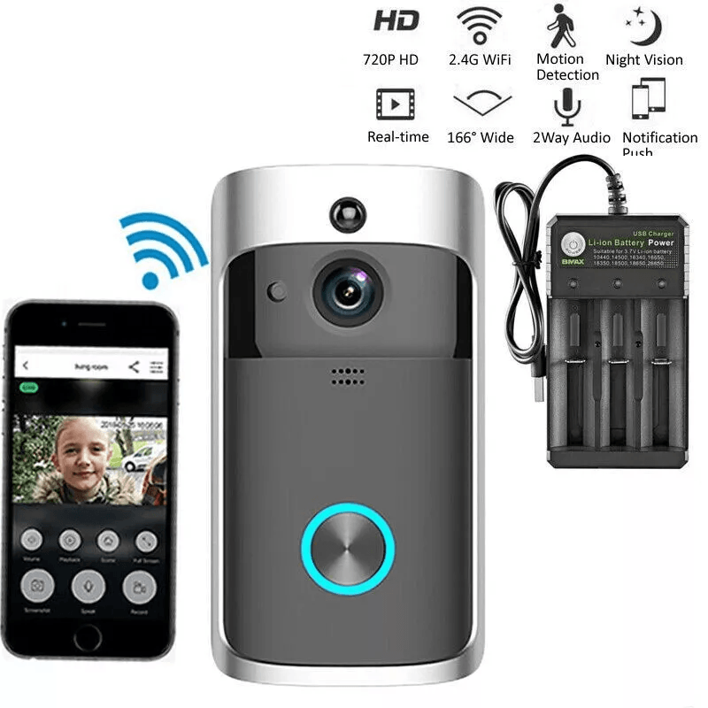Smart Wireless WiFi Video Doorbell With Intercom  Security Camera HD Night Vision Motion Detection  2