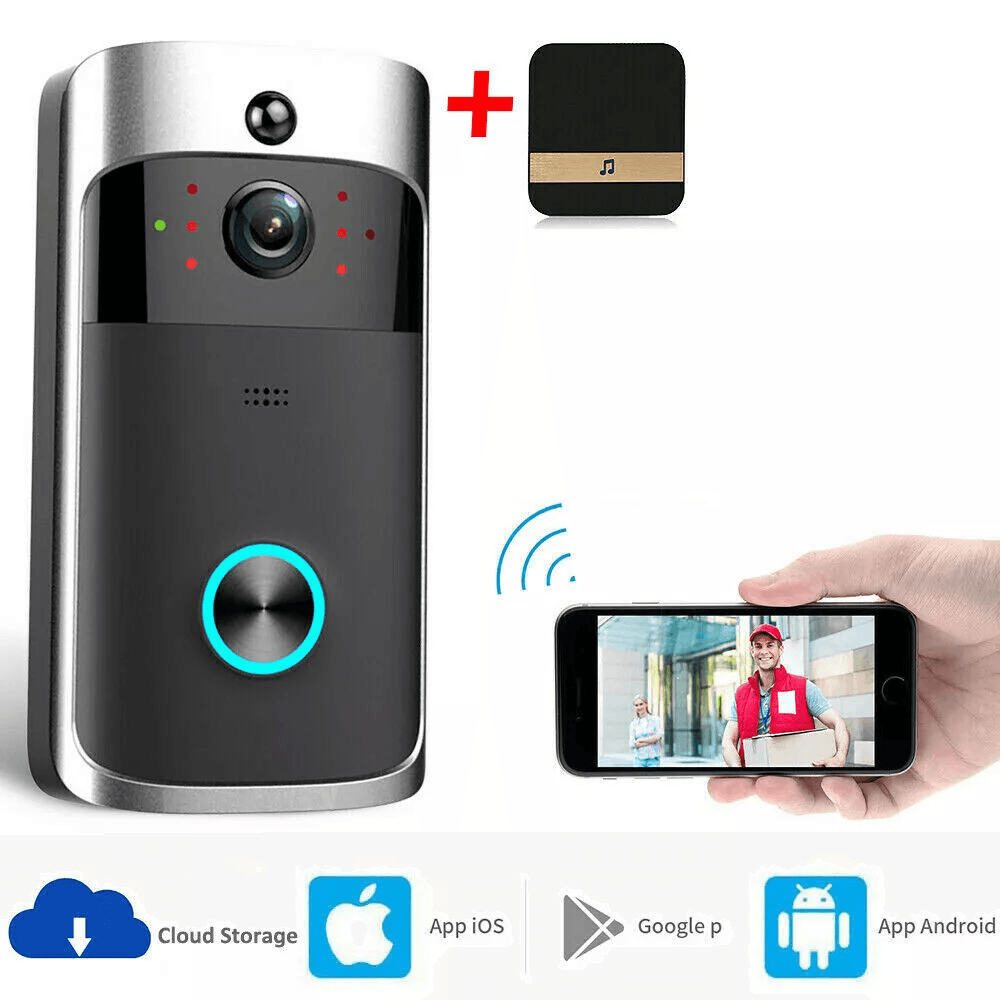 Smart Wireless WiFi Video Doorbell With Intercom  Security Camera HD Night Vision Motion Detection  3