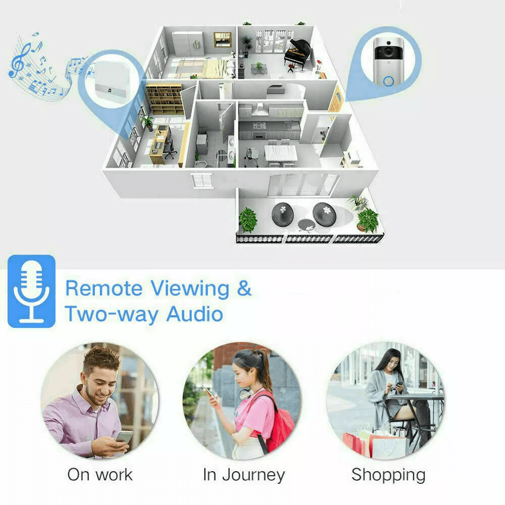 Smart Wireless WiFi Video Doorbell With Intercom  Security Camera HD Night Vision Motion Detection  6