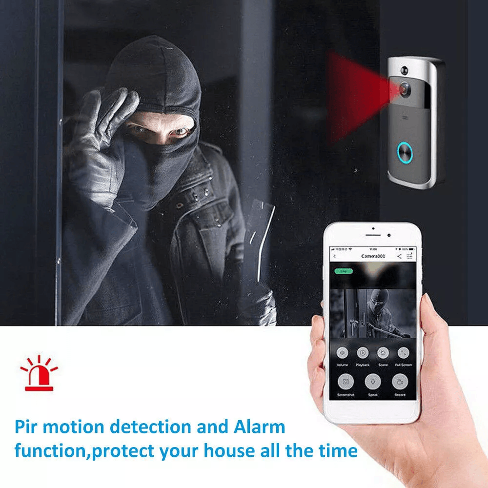 Smart Wireless WiFi Video Doorbell With Intercom  Security Camera HD Night Vision Motion Detection  9