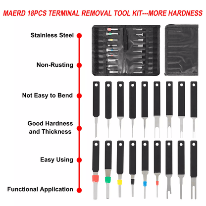 18Pcs Heavy Duty Car Terminal Removal Kit  Thick Wire Connector Pin Release Tool Set For Automotive 5
