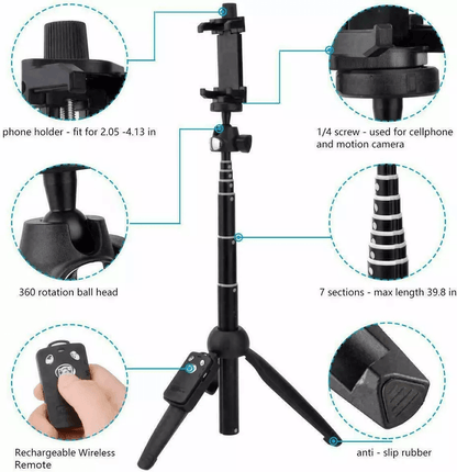 Selfie Stick Tripod With Bluetooth Remote For IPhone And Android Extendable Lightweight Portable Tr 7