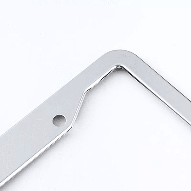 2PCS Chrome Stainless Steel License Plate Frame Set  RustProof Metal Tag Covers With Screw Caps For 3