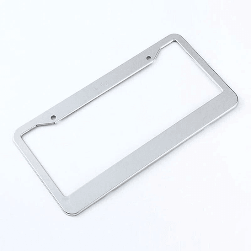 2PCS Chrome Stainless Steel License Plate Frame Set  RustProof Metal Tag Covers With Screw Caps For 5