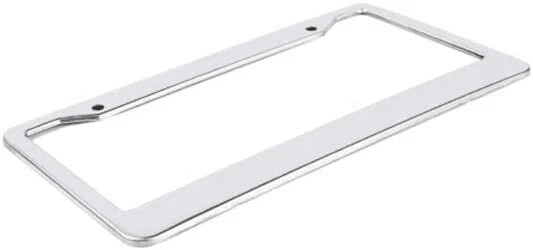 2PCS Chrome Stainless Steel License Plate Frame Set  RustProof Metal Tag Covers With Screw Caps For 6