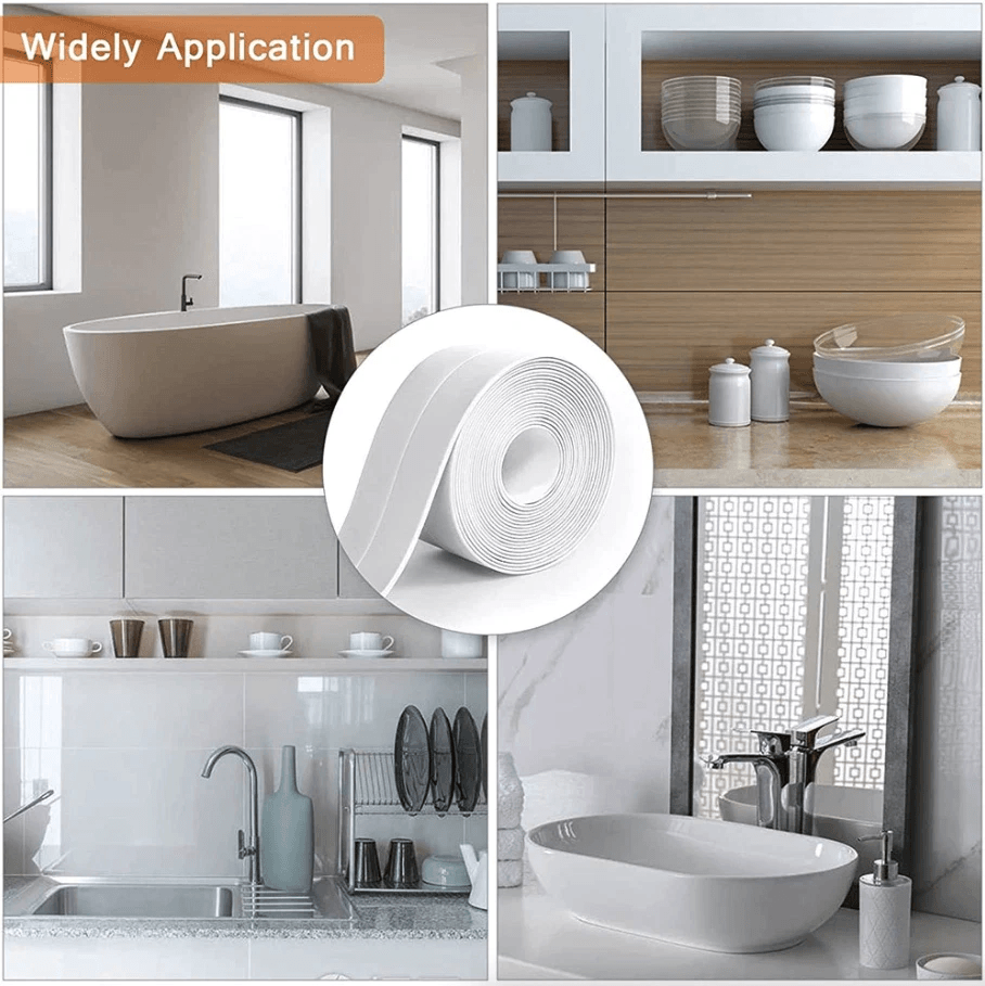PVC Self Adhesive Caulk Sealing Strip Tape For Kitchen Wall Sink Toilet Waterproof Flexible Trim Fo 2