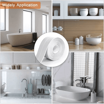 PVC Self Adhesive Caulk Sealing Strip Tape For Kitchen Wall Sink Toilet Waterproof Flexible Trim Fo 2