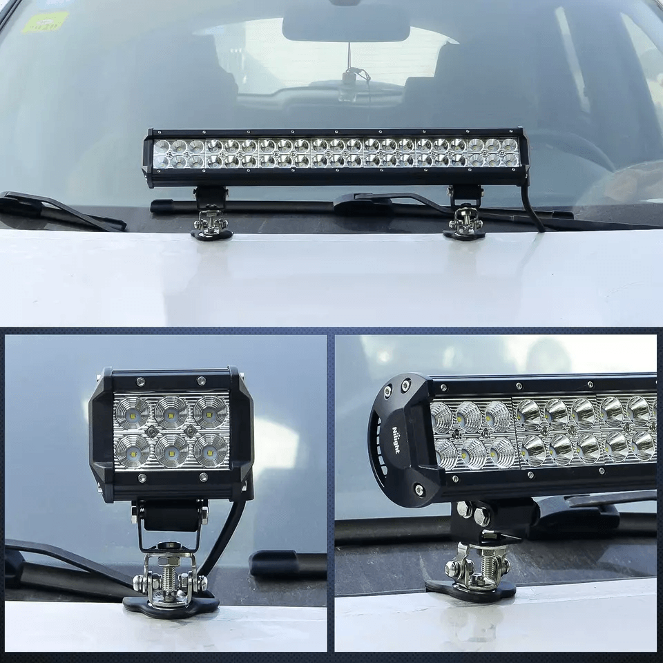 Universal Pillar Hood LED Work Light Bar Mount Bracket Clamp For Offroad Vehicles 1