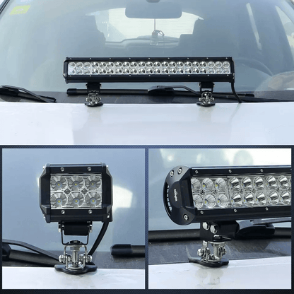 Universal Pillar Hood LED Work Light Bar Mount Bracket Clamp For Offroad Vehicles 1