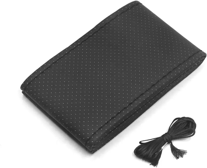 Genuine Leather DIY Car Steering Wheel Cover AntiSlip Black Universal Fit 2