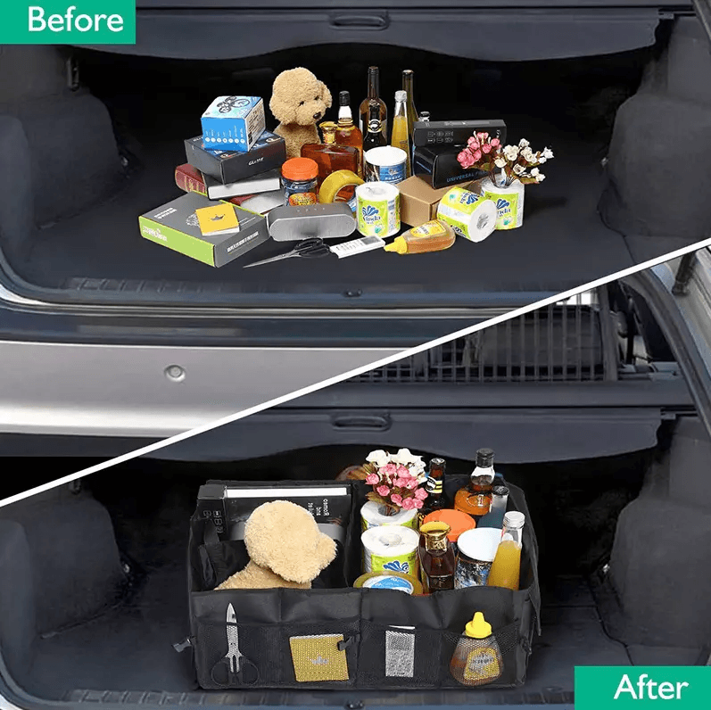 Heavy Duty Trunk Cargo Organizer Folding Storage Bin 40L For Car Truck SUV  Waterproof Collapsible  2
