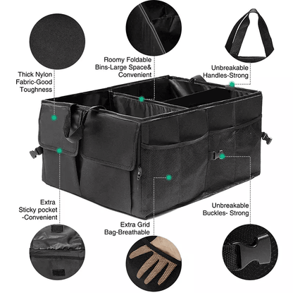 Heavy Duty Trunk Cargo Organizer Folding Storage Bin 40L For Car Truck SUV  Waterproof Collapsible  4