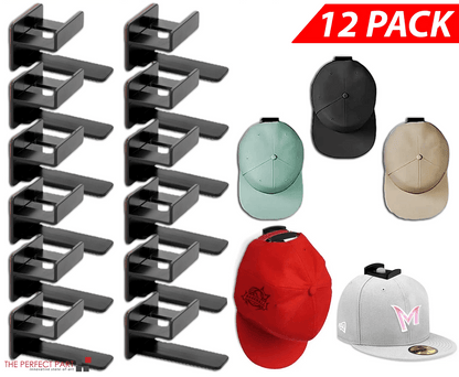 Baseball Cap Hat Rack Wall Door Hanger Holder with 12 Adhesive Hooks, Storage Organizer for Hats, Caps, No Drill Design