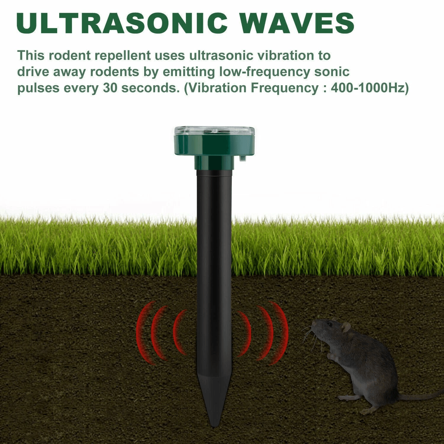 Solar Powered Ultrasonic Mole Repellent Stakes Waterproof Animal Pest Deterrent For Gophers Mice Sn 4
