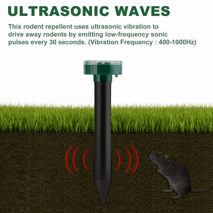 Solar Powered Ultrasonic Mole Repellent Stakes Waterproof Animal Pest Deterrent For Gophers Mice Sn 4