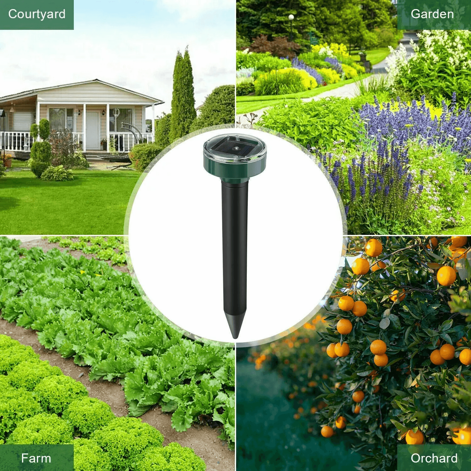 Solar Powered Ultrasonic Mole Repellent Stakes Waterproof Animal Pest Deterrent For Gophers Mice Sn 2