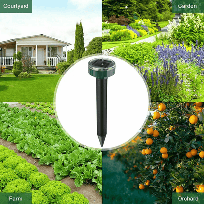Solar Powered Ultrasonic Mole Repellent Stakes Waterproof Animal Pest Deterrent For Gophers Mice Sn 2