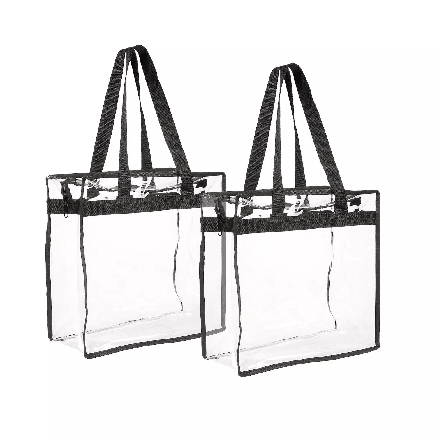 2x Clear PVC Tote Bag Women Large Transparent Handbag Zip Purse Stadium Security 7