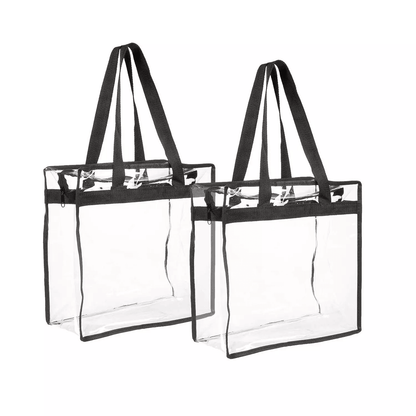 2x Clear PVC Tote Bag Women Large Transparent Handbag Zip Purse Stadium Security 7