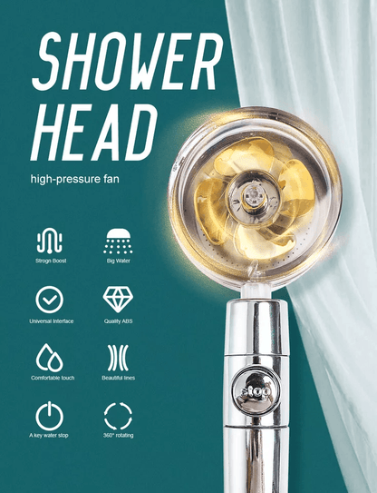 High Pressure Shower Head, Turbocharged Water Saving Design