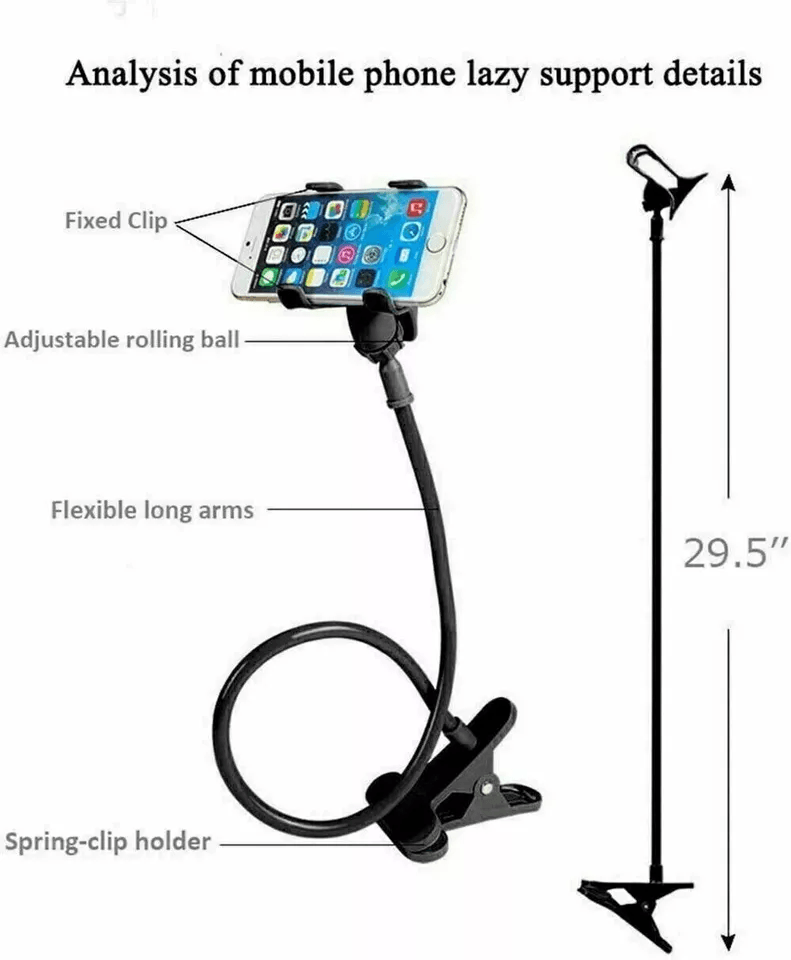 Flexible Gooseneck Mobile Phone Holder Universal Lazy Bed Desk Table Clip Mount Stand For Smartphon 6