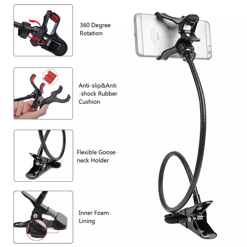 Flexible Gooseneck Mobile Phone Holder Universal Lazy Bed Desk Table Clip Mount Stand For Smartphon 2