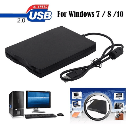 USB Data External Floppy Disk Drive for Laptop PC Win, Mac, Portable Plug & Play Floppy Disk Reader Writer