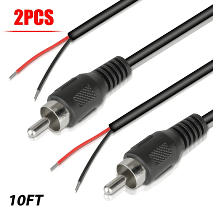 10 FT RCA Male To Bare Wire Cable Cord Audio Subwoofer Speaker Repair Cable For HDTV Stereo AV Syst 1