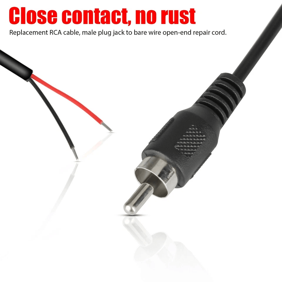 10 FT RCA Male To Bare Wire Cable Cord Audio Subwoofer Speaker Repair Cable For HDTV Stereo AV Syst 7