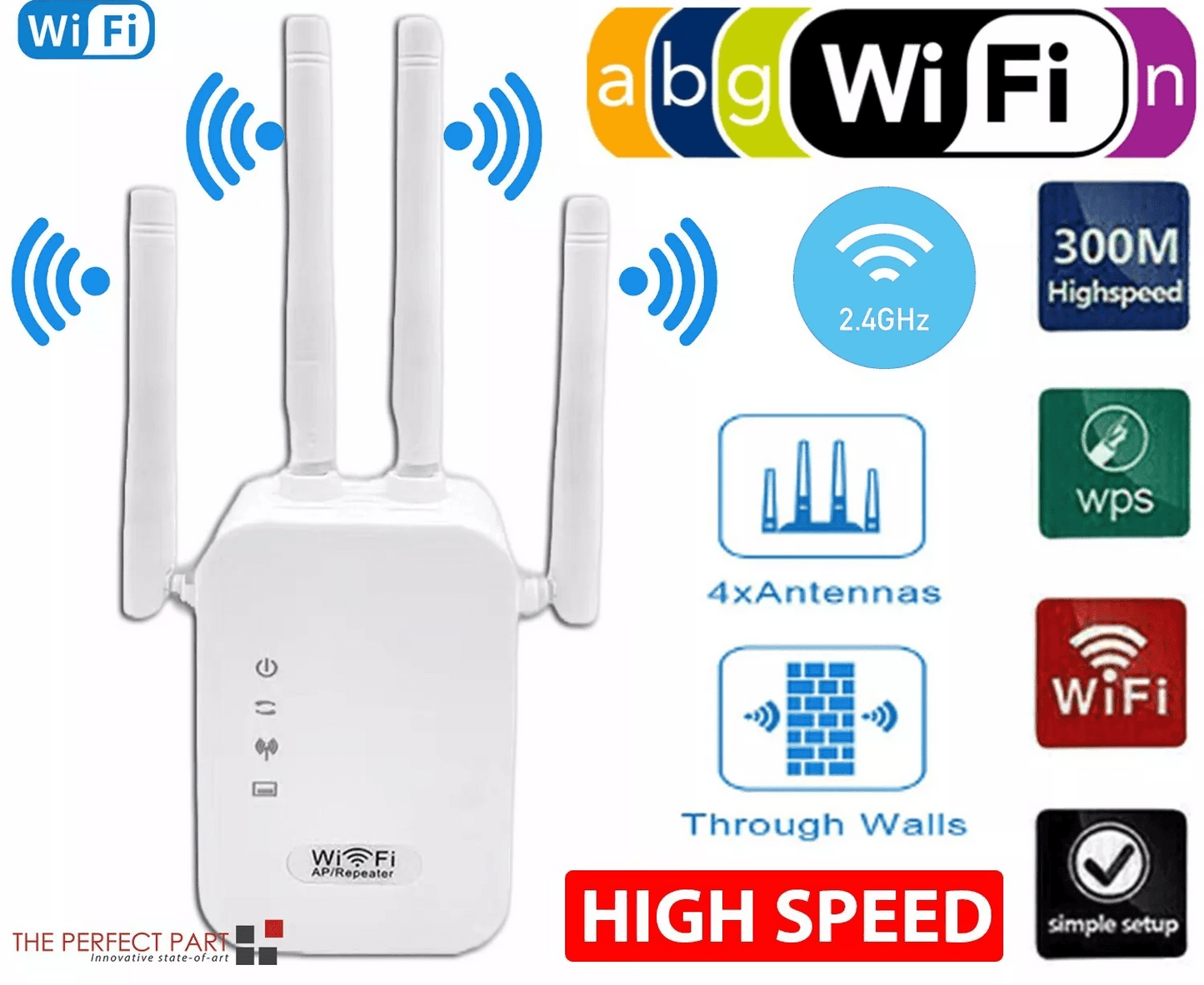 High-Speed Wireless Signal Repeater WiFi Range Extender and Network Router Booster with Coverage for Home and Office