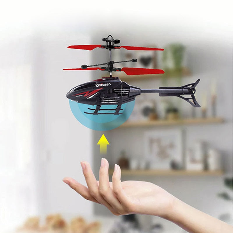 2-Channel Gesture Control Suspension Helicopter – Remote Induction Aircraft with LED Lights – Kids Toy for Boys & Girls