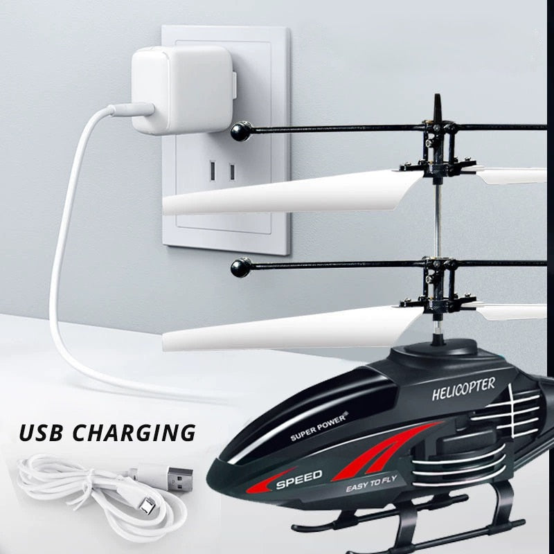 2-Channel Gesture Control Suspension Helicopter – Remote Induction Aircraft with LED Lights – Kids Toy for Boys & Girls