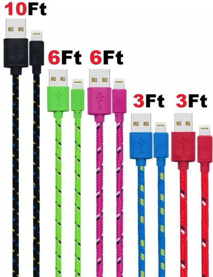 Heavy Duty Pack IPhone Charging Cables Nylon Braided USB Charger Cord For Apple IPhoneiPad Fast Cha 10