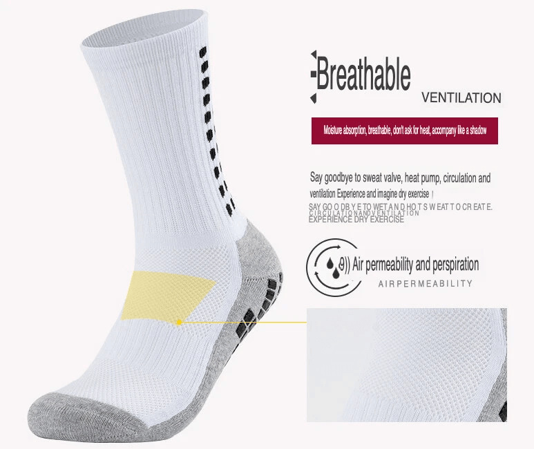 Anti Slip Sport Socks with Grip Men Football Soccer Basketball Premium