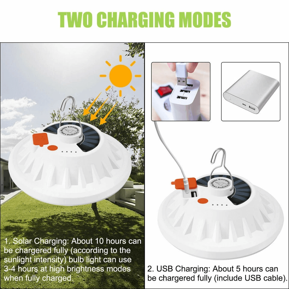 Rechargeable LED Outdoor Camping Tent Light USB  Solar Powered Lantern Lamp For Hiking Emergency An 2