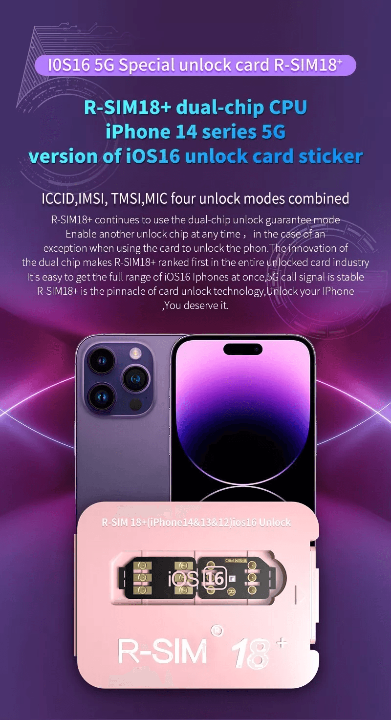 RSIM18 Nano Unlock Card For IPhone 14131211 Pro Max XR Compatible With IOS 16 11