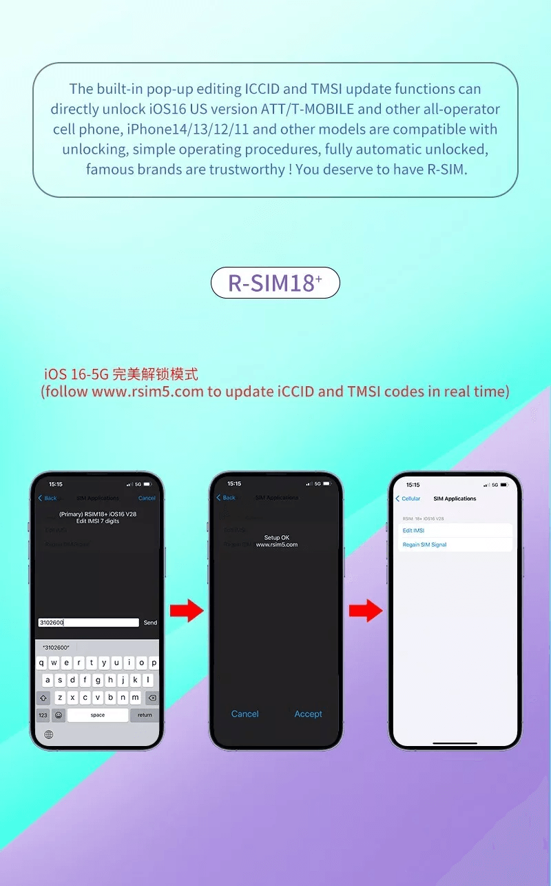 RSIM18 Nano Unlock Card For IPhone 14131211 Pro Max XR Compatible With IOS 16 8