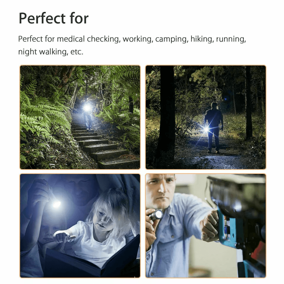 Stainless Steel Torch Pen Light USB Rechargeable LED Mini Tactical Flashlight For Emergency Inspect 2