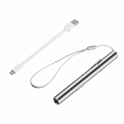 Stainless Steel Torch Pen Light USB Rechargeable LED Mini Tactical Flashlight For Emergency Inspect 11