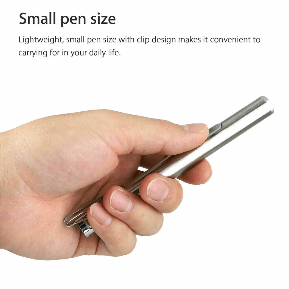 Stainless Steel Torch Pen Light USB Rechargeable LED Mini Tactical Flashlight For Emergency Inspect 5