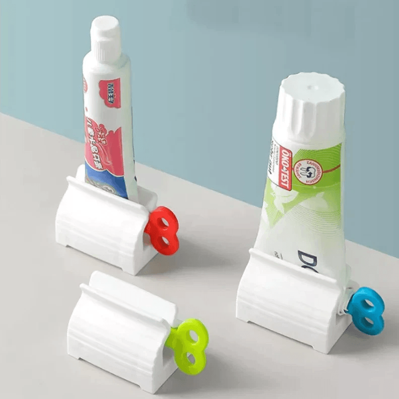 Easy Stand Toothpaste Tube Squeezer Dispenser Set, Bathroom Rolling Holder Seat