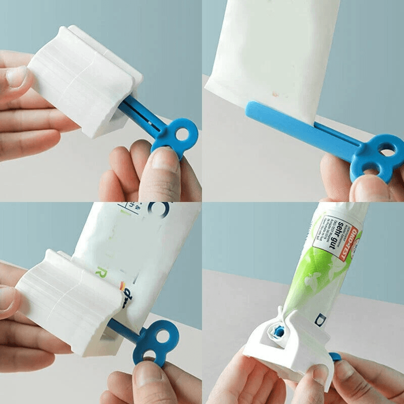 Easy Stand Toothpaste Tube Squeezer Dispenser Set Bathroom Rolling Holder Seat 3