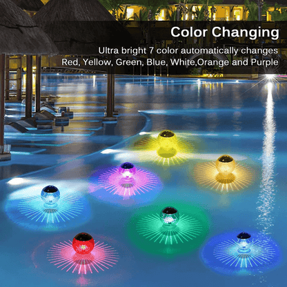 Rotating RGB Outdoor Solar LED Floating Light Waterproof Garden Pond Pool Lamp For Night Lighting   1