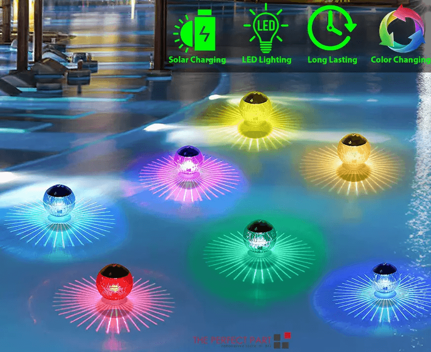 Rotating RGB Outdoor Solar LED Floating Light, Waterproof Garden Pond Pool Lamp for Night Lighting & Events
