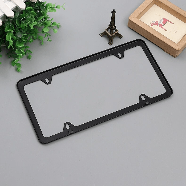 2x High Quality Stainless Steel Metal License Plate Frame Tag Cover Black Slim 4-Hole Design Rustproof for Car Truck Tra