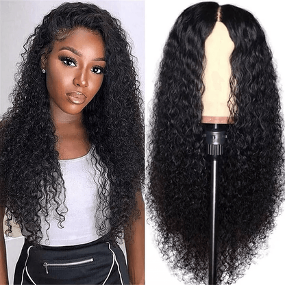Long Curly Lace Front Wig for Women, AA Hair Brazilian Human Wavy Hair Wig with Natural Scalp Look, Black Deep Wave