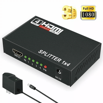 4 Port HDMI 4K Hub Multi Splitter  Amplifier 1 In 4 Out  Supports 3D HD 1080P For HDTV Monitor PS3  1