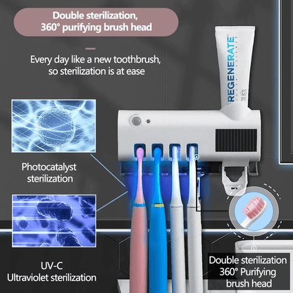 UV Toothbrush Sterilizer Holder With Automatic Toothpaste Dispenser PIR Sensor Dual Charging 3