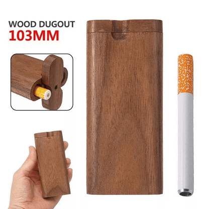 Premium Wooden Dugout Pipe With Self Cleaning Metal Bat Poker Smoking Pipe One Hitter Kit For Discr 2