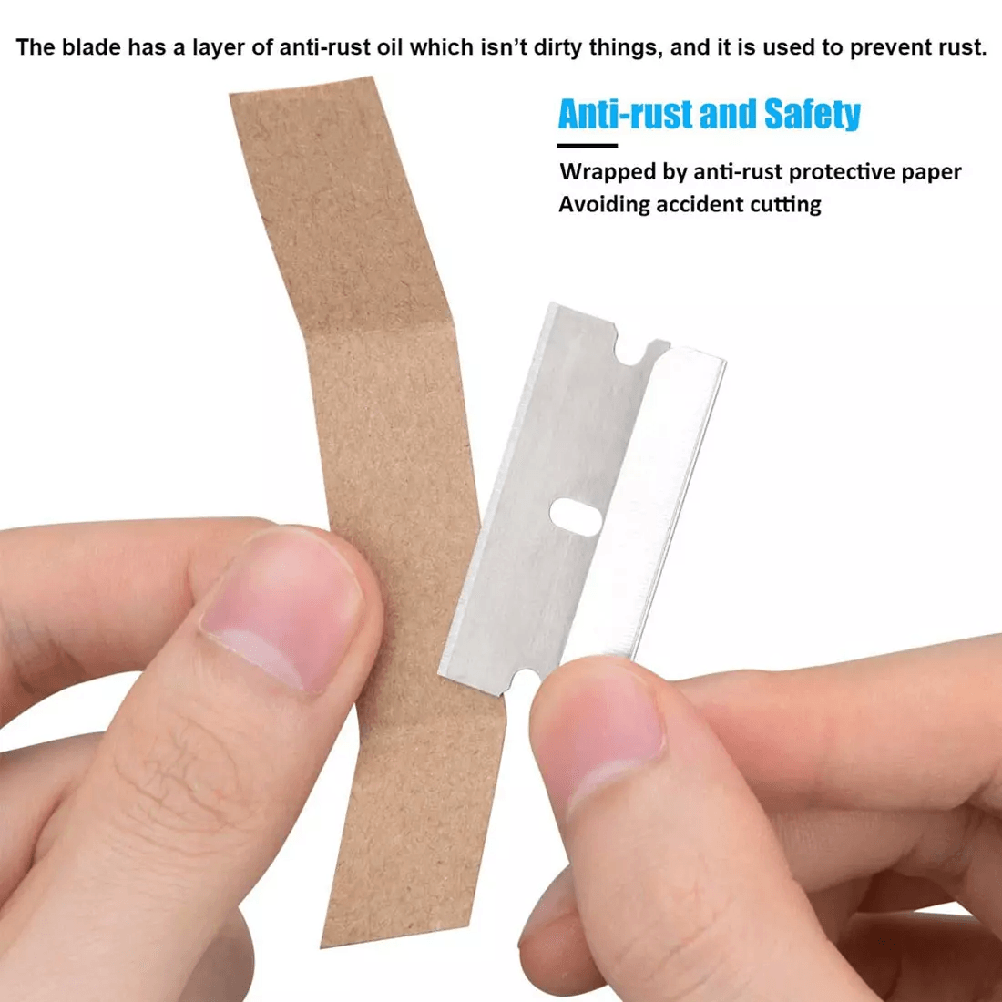 100 PCS Razor Blades Single Edge Extra Sharp High Carbon Steel Safety Scraper Blades For Box Cutter 4